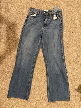 ZARA Straight-Leg Women's Jeans in Blue